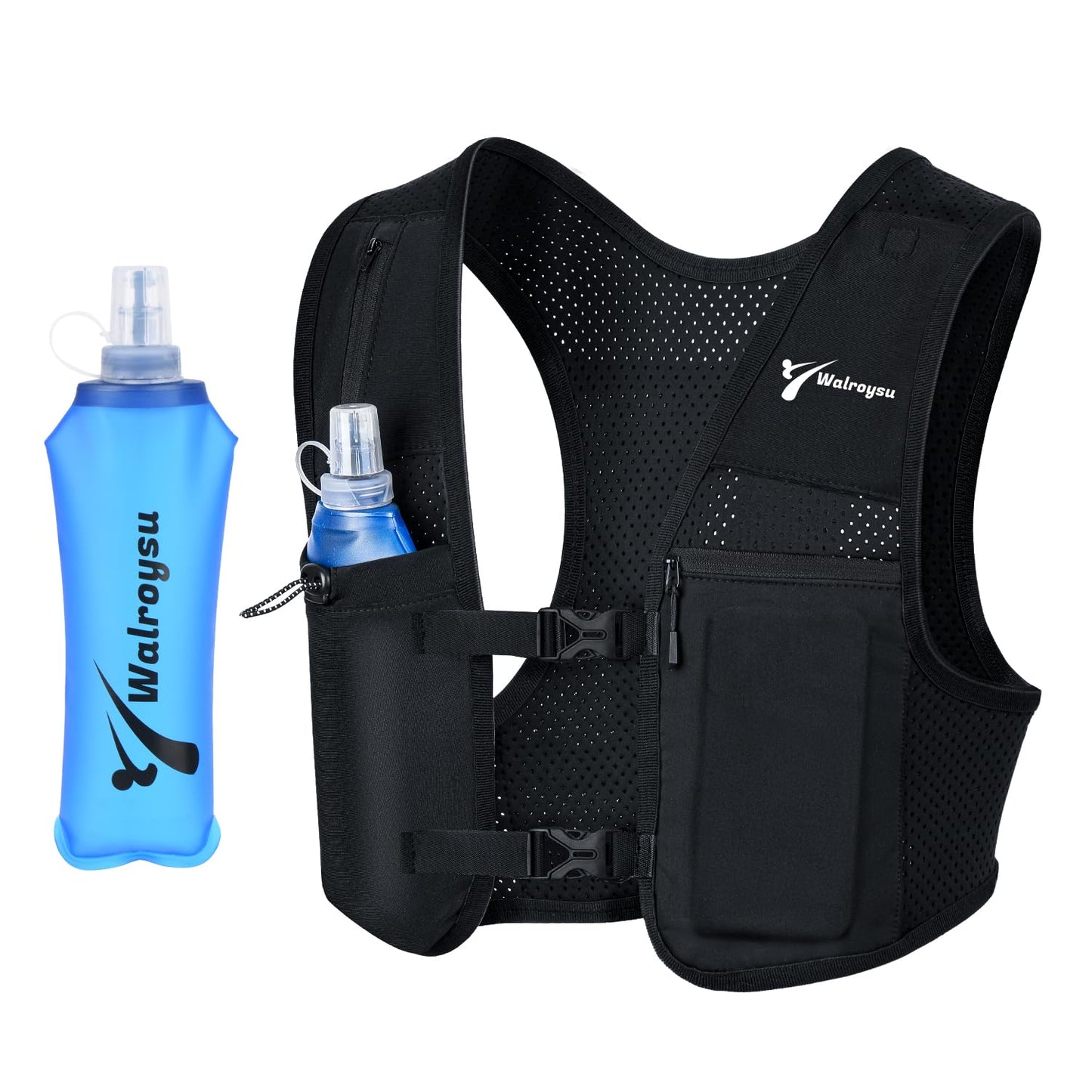 Running Vest for Women & Men Adjustable Elasticated Sternum Straps Vest with 500ml Soft Flask Fast and Free Reflective Running Vest Designed for Running Marathon Trail Race Jogging Cycling