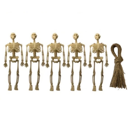 5PCS Halloween Mini Plastic Skull Skeleton Decorations – Hanging Toys for Crafts & Party Favors