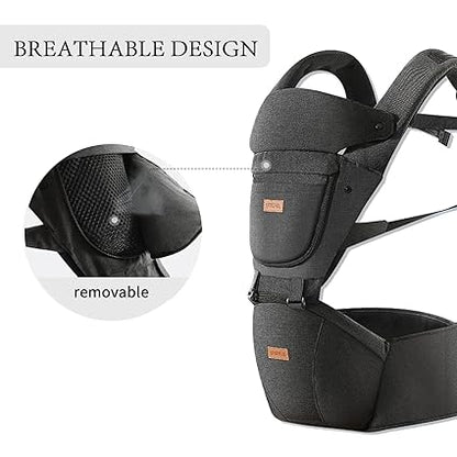 6-in-1 Baby Carrier with Hip Seat – Newborn to Toddler Adjustable Carrier (Grey) - Urbizia