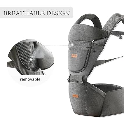 6-in-1 Baby Carrier with Hip Seat – Newborn to Toddler Adjustable Carrier (Grey) - Urbizia