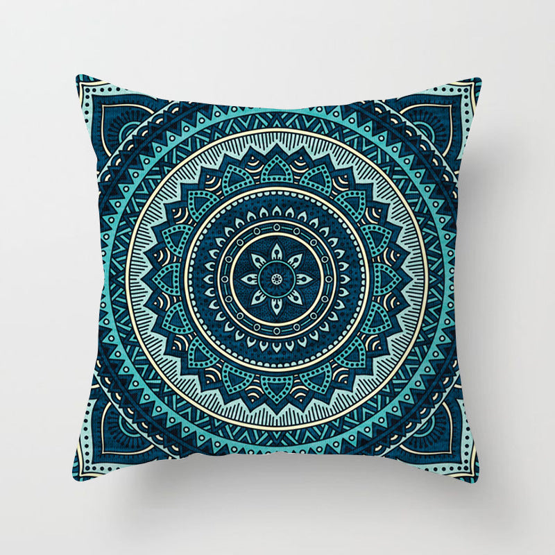 Mandala Print Peach Velvet Pillow Cover for Living Room
