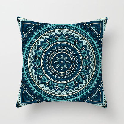 Mandala Print Peach Velvet Pillow Cover for Living Room