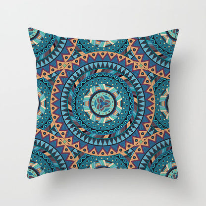 Mandala Print Peach Velvet Pillow Cover for Living Room