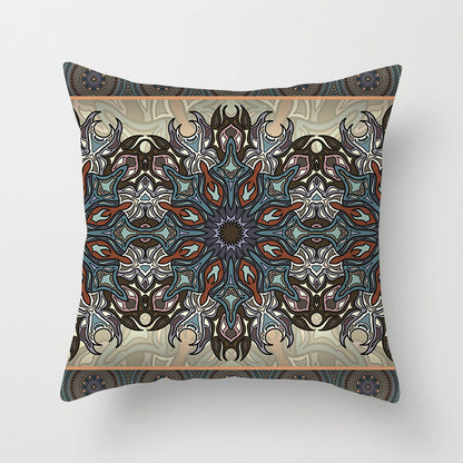 Mandala Print Peach Velvet Pillow Cover for Living Room
