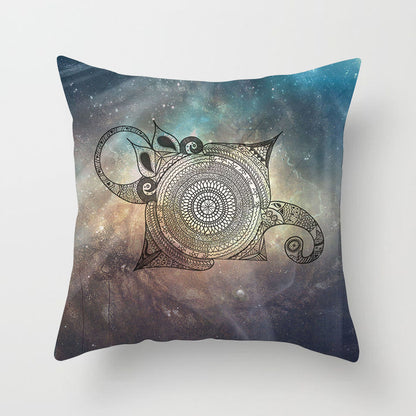 Mandala Print Peach Velvet Pillow Cover for Living Room