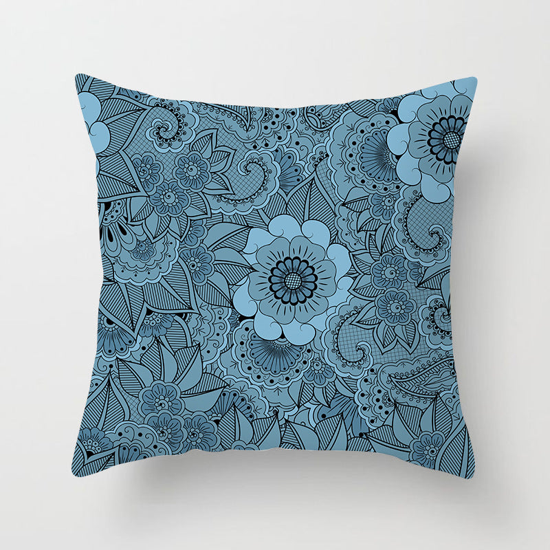 Mandala Print Peach Velvet Pillow Cover for Living Room