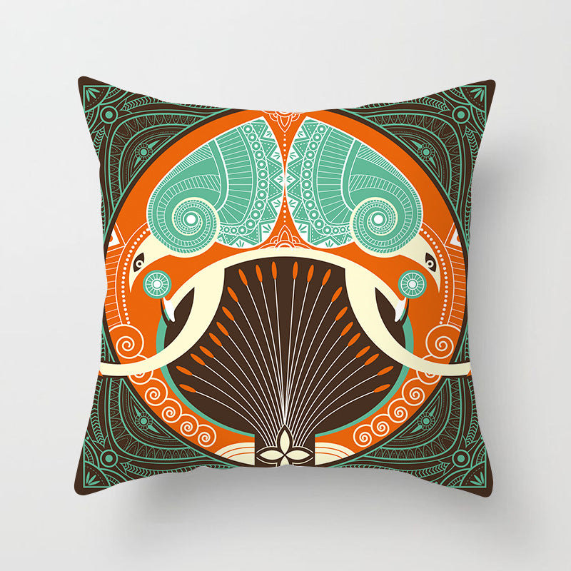Mandala Print Peach Velvet Pillow Cover for Living Room