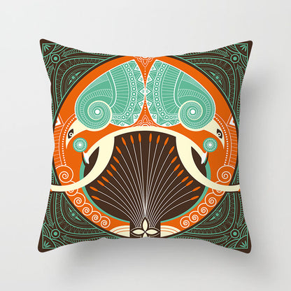 Mandala Print Peach Velvet Pillow Cover for Living Room