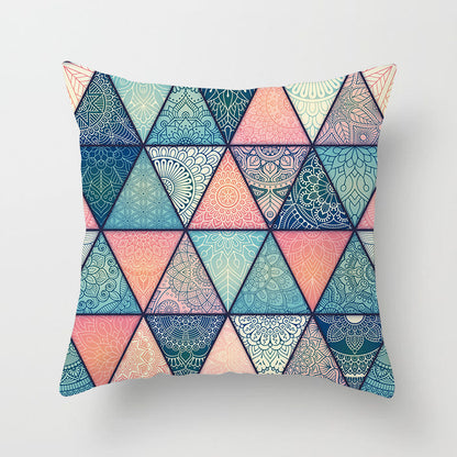 Mandala Print Peach Velvet Pillow Cover for Living Room