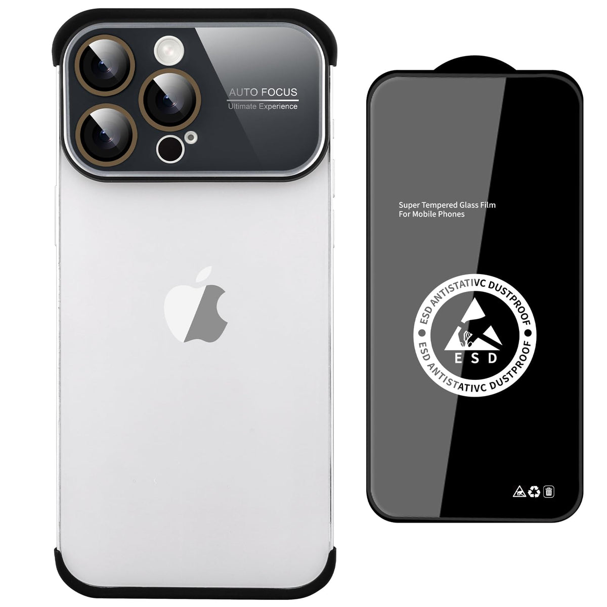 aidvaia Frameless Phone Case Compatible with iPhone 13 Pro Case Acrylic Large Window Camera Lens ProtectorTPU Silicone Minimalist Protective Case Black.
