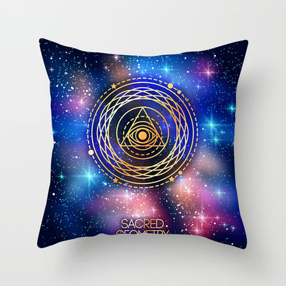 Mandala Print Peach Velvet Pillow Cover for Living Room