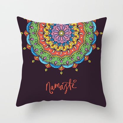 Mandala Print Peach Velvet Pillow Cover for Living Room