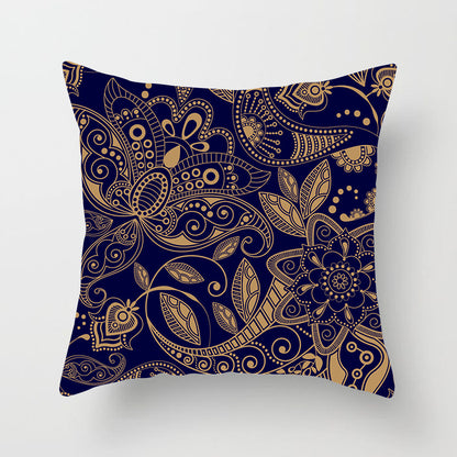Mandala Print Peach Velvet Pillow Cover for Living Room