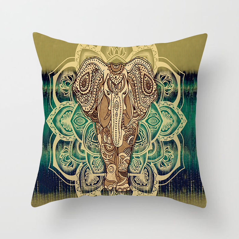 Mandala Print Peach Velvet Pillow Cover for Living Room