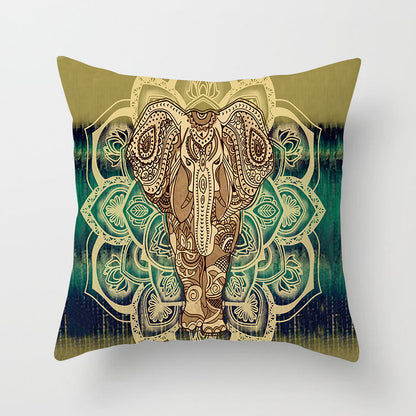 Mandala Print Peach Velvet Pillow Cover for Living Room