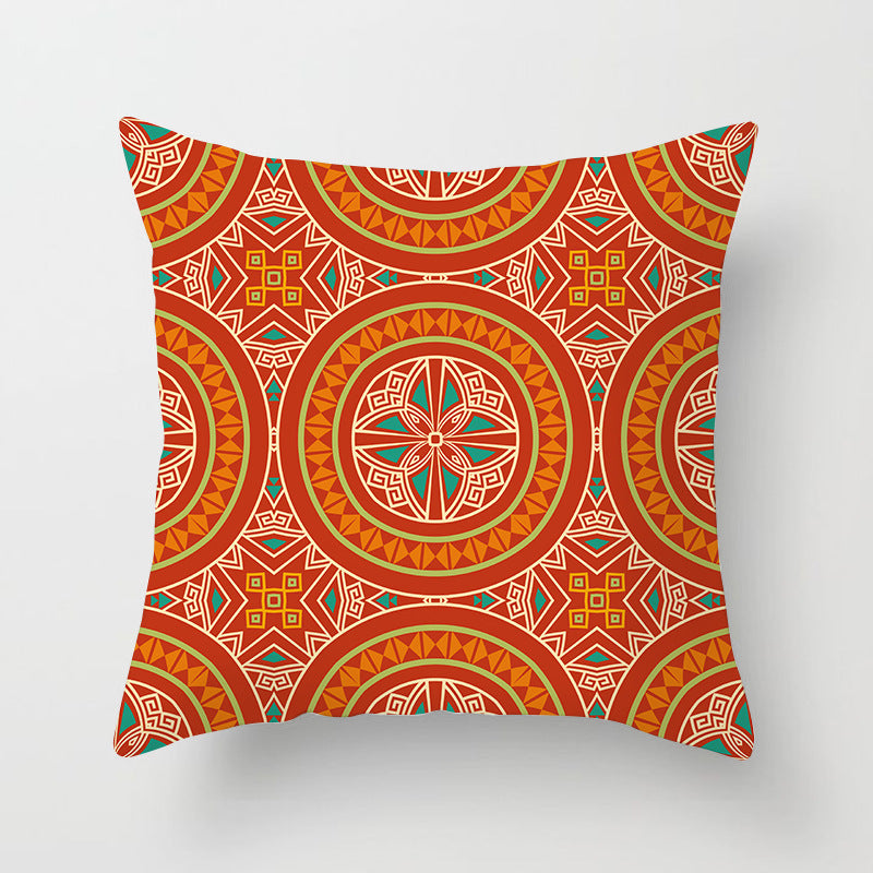 Mandala Print Peach Velvet Pillow Cover for Living Room