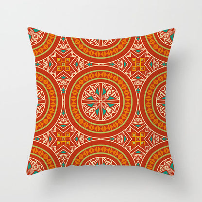 Mandala Print Peach Velvet Pillow Cover for Living Room