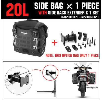 Rhinowalk Motorcycle Side Bag Mechanic Quick Release Waterproof 35L Big Capacity Anti-Theft With Lock Hole Molle Saddlebag