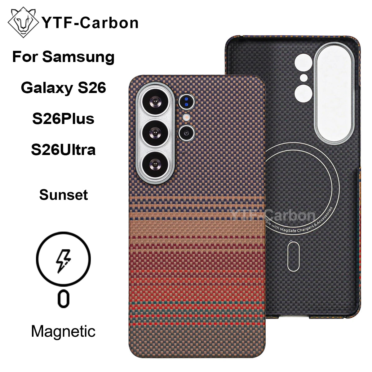 YTF-Carbon Magnetic Case For Samsung S26Ultra Aramid Carbon Fiber Cover For Magsafe S26 S26Plus Cover Mobile Phone Accessories
