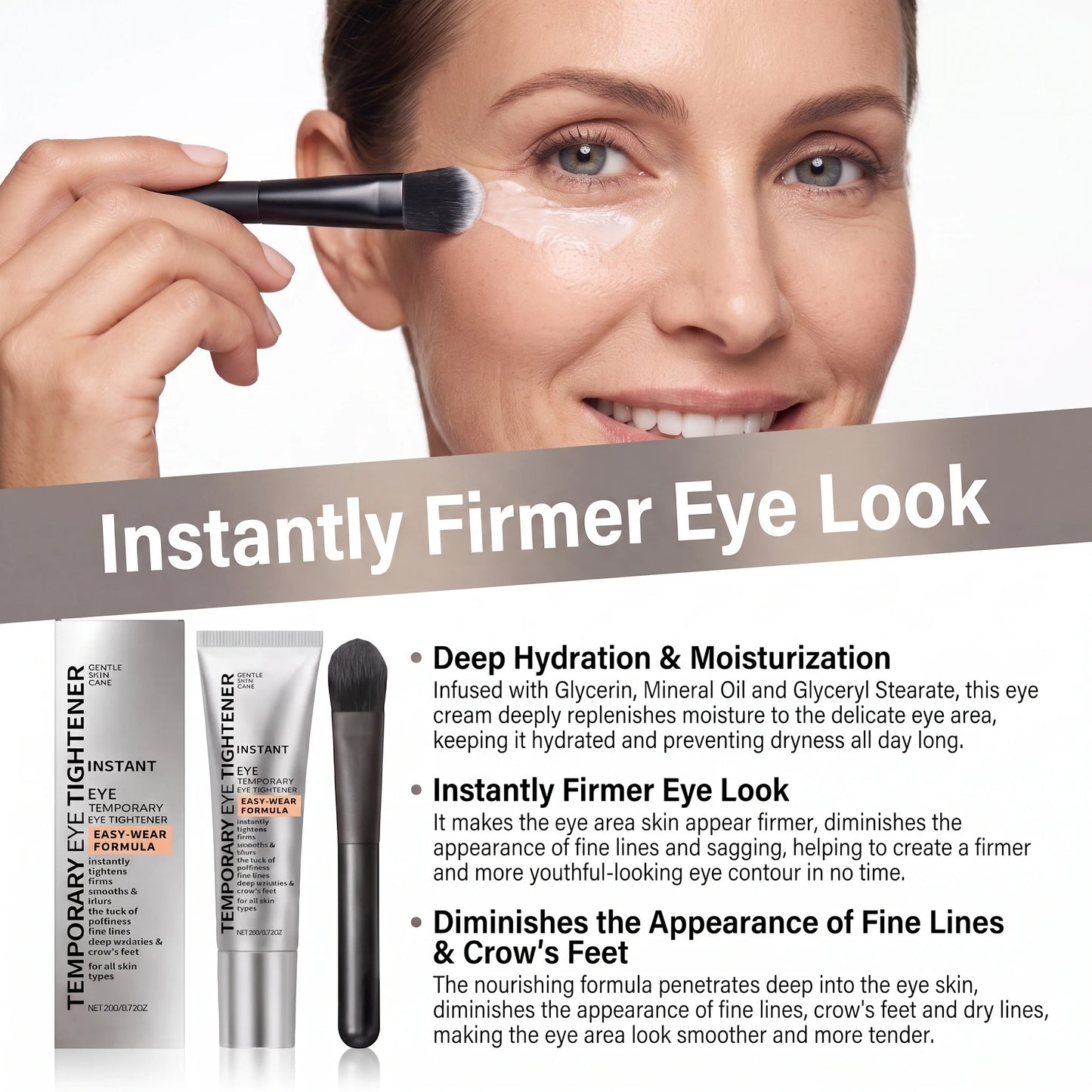Instant Firming Eye Cream Anti Aging Lighten Dark Circles Reduce Puffiness Moisturize Wrinkle Elimination Easy Absorb Daily Eye Care