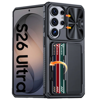 for Galaxy S26 Ultra Case Wallet RFID,Cards Holder,Camera Cove,Full Body Rugged Shockproof Silicone Protective Phone Case-orange