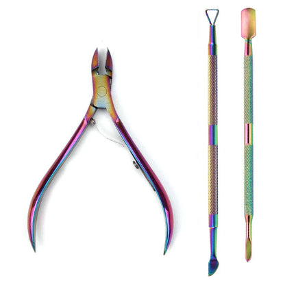 4 Pcs/Set Professional Stainless Steel Nail Cutter Scissor Nippers Muti Function Cuticle Pusher Remover Nail Care Manicure Kits