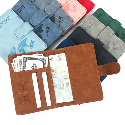 Customized name PU magnetic snap RFID multi-functional SIM card carrying case for passport, map, ticket clip organizer bag