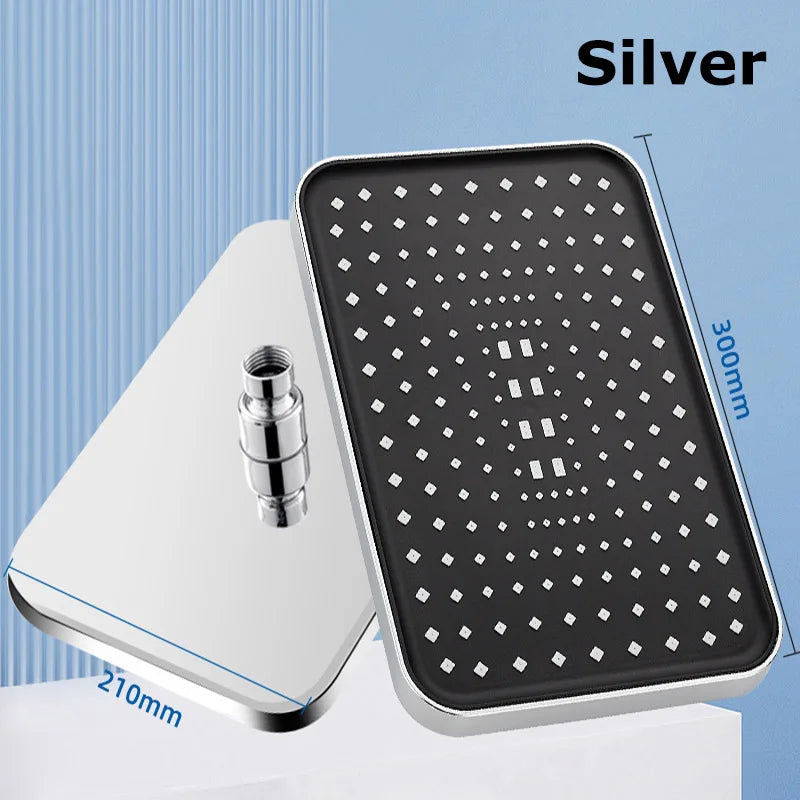 New Large Size High Pressure Overhead Rain Shower Head Large Flow Booster Rain Shower Head 360° Rotation Water Saving