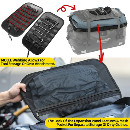 Rhinowalk Motorcycle Saddle Bag Waterproof 20L/40L/65L Universal Pannier Side Bag Top Travel Luggage Box Free Combination
