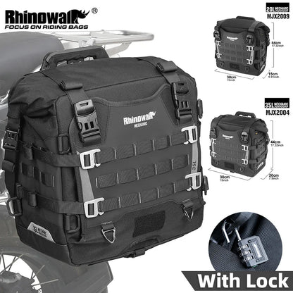 Rhinowalk Motorcycle Side Bag Mechanic Quick Release Waterproof 35L Big Capacity Anti-Theft With Lock Hole Molle Saddlebag