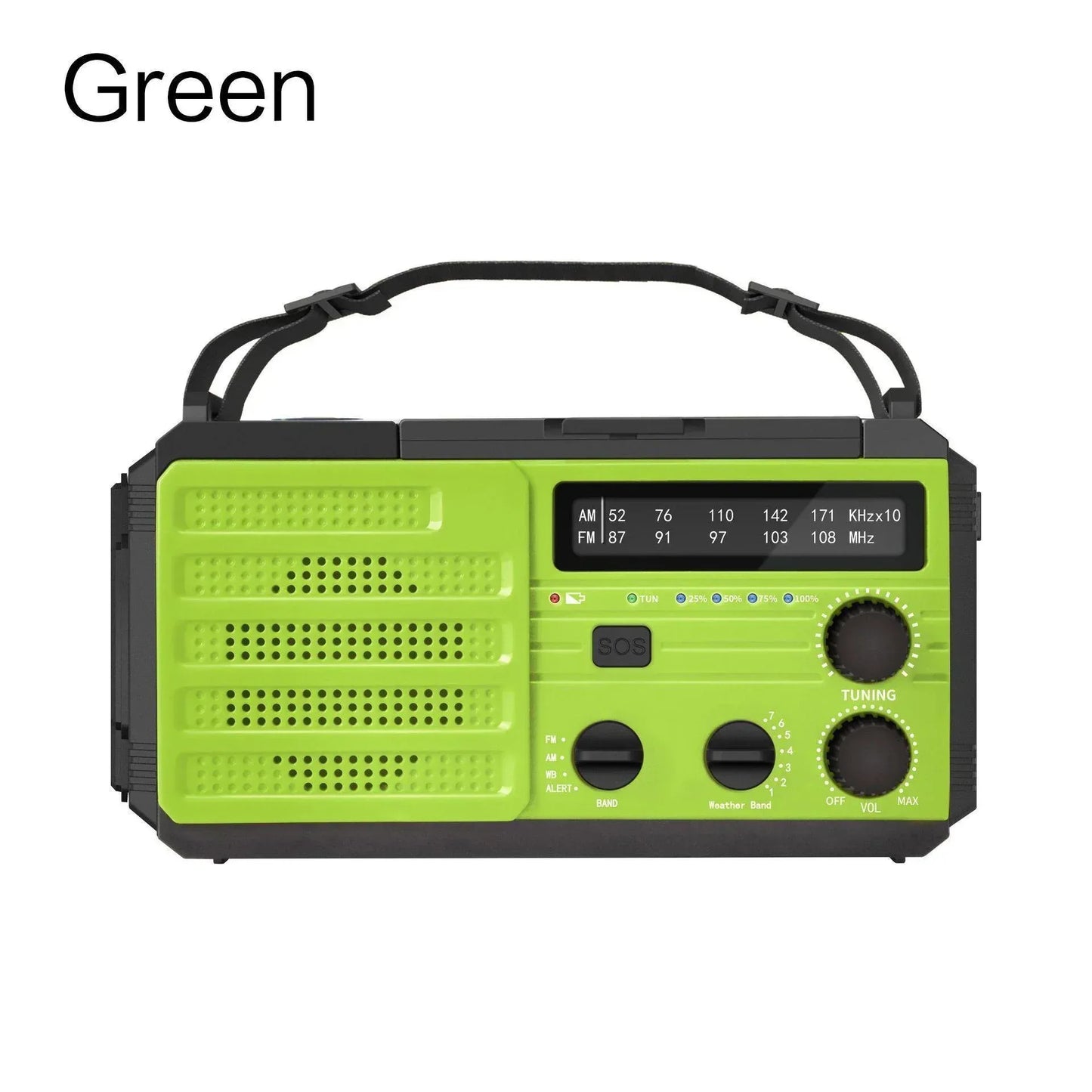 Weather Radio Emergency Multifunctional Radio FM AM WB Hand Crank Solar USB Charging 2000mAh Power Bank LED Flashlight Torch - Urbizia