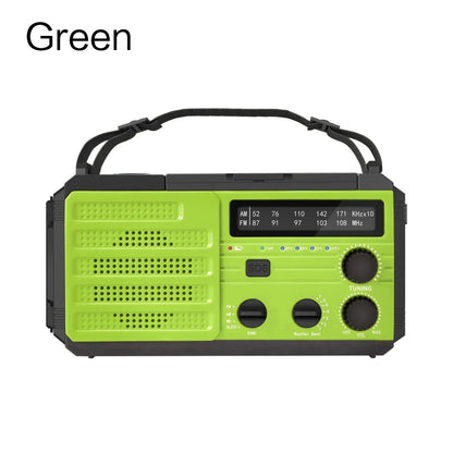 Weather Radio Emergency Multifunctional Radio FM AM WB Hand Crank Solar USB Charging 2000mAh Power Bank LED Flashlight Torch - Urbizia