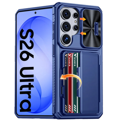 for Galaxy S26 Ultra Case Wallet RFID,Cards Holder,Camera Cove,Full Body Rugged Shockproof Silicone Protective Phone Case-orange