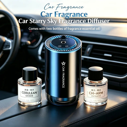 Smart Car Air Freshener Diffuser with Starry Sky Roof Projection, Three Adjustable Modes, Rechargeable, Starts and Stops with the Car, Made of Alloy, Dual-Use for Car and Home