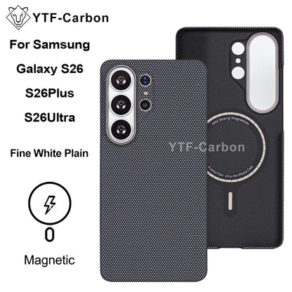 YTF-Carbon Magnetic Case For Samsung S26Ultra Aramid Carbon Fiber Cover For Magsafe S26 S26Plus Cover Mobile Phone Accessories