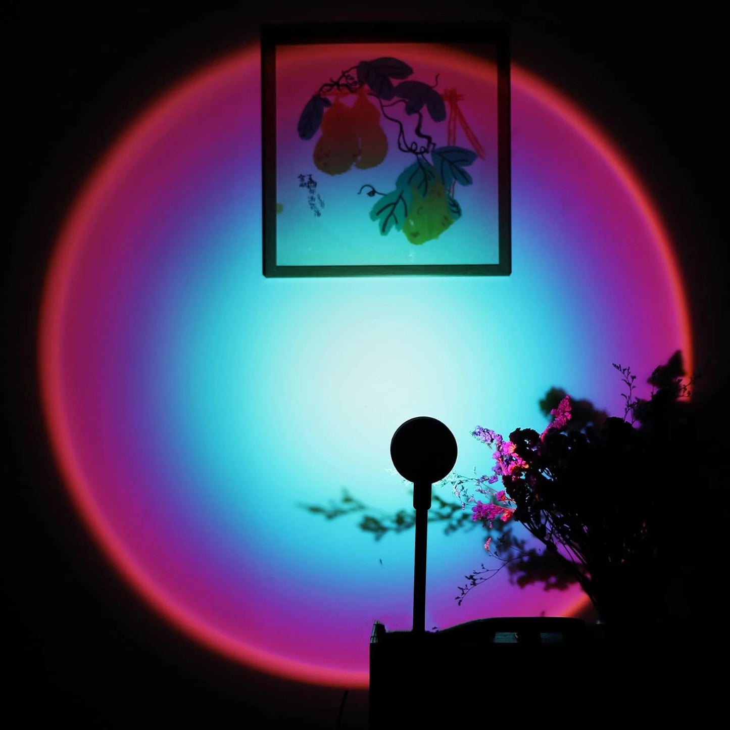 Rainbow projection lamp, USB decorative sunset atmosphere lamp, multi-angle rotatable, suitable for home living room and bedroom