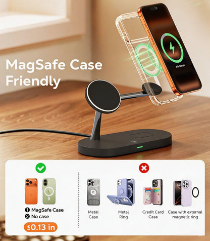 3 in 1 Magnetic Wireless Chargers Fast Charging Station For iPhone 12 13 14 15 16 For Apple Watch 10 9 8 7 6 5 Airpods Pro