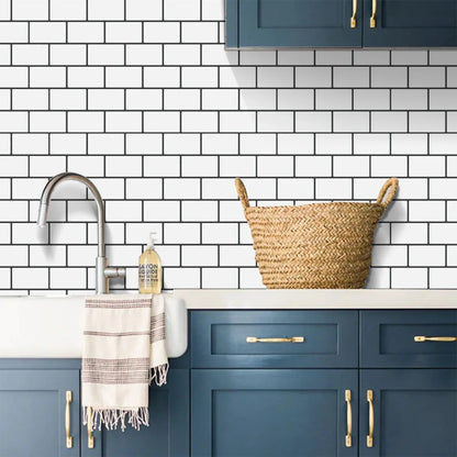 Subway Wall Stickers Peel and Stick 3d Brick Vinyl Wallpaper Bathroom Kitchen Backsplash Wall Decals 10 Sheets - Urbizia