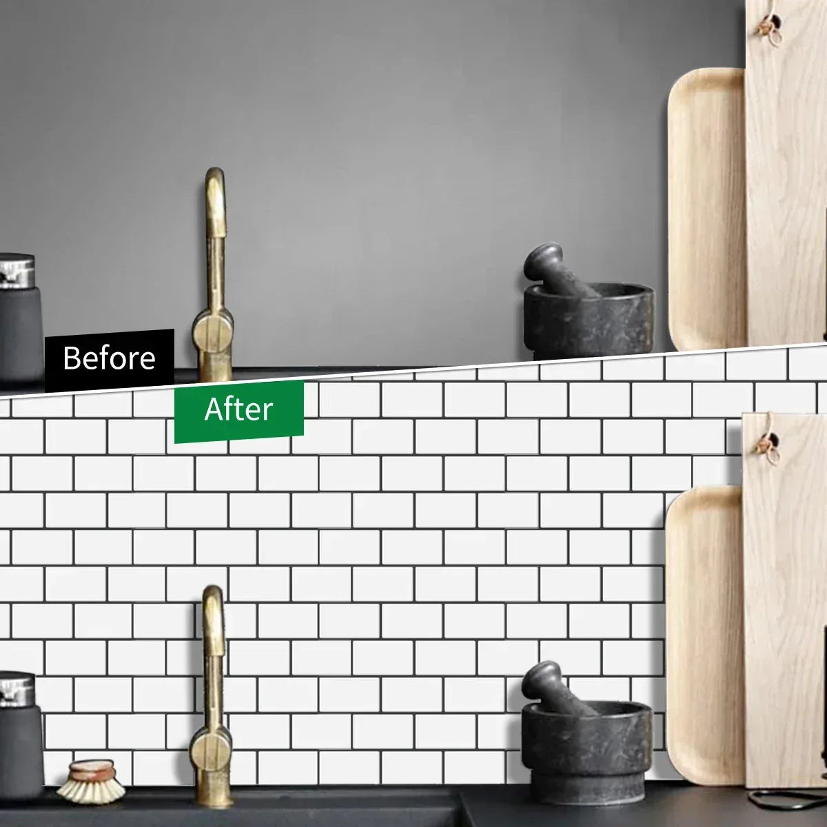 Subway Wall Stickers Peel and Stick 3d Brick Vinyl Wallpaper Bathroom Kitchen Backsplash Wall Decals 10 Sheets - Urbizia