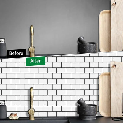 Subway Wall Stickers Peel and Stick 3d Brick Vinyl Wallpaper Bathroom Kitchen Backsplash Wall Decals 10 Sheets - Urbizia
