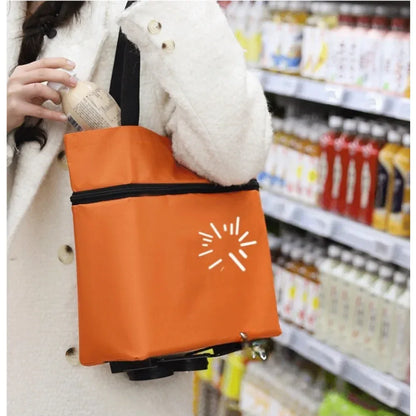 2-in-1 Foldable Shopping Cart with Wheels