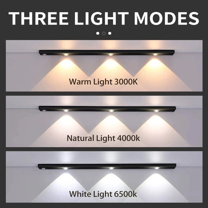 LED Ultra Thin Under Cabinet Lights Motion Sensor night light Wireless 3Color Dimmable For Kitchen Cabinet Bedroom Wardrobe Ligh - Urbizia