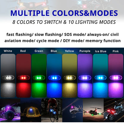 Remote Control RGB LED Strobe Light Wireless Rechargeable Footwell Lights Exterior Interior Decorative for SUV Truck Motorcycle