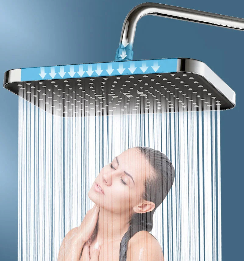 New Large Size High Pressure Overhead Rain Shower Head Large Flow Booster Rain Shower Head 360° Rotation Water Saving