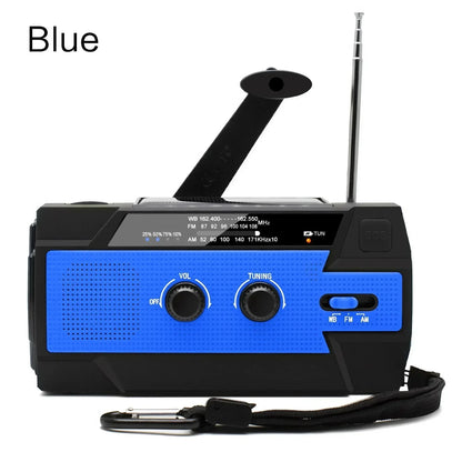 Weather Radio Emergency Multifunctional Radio FM AM WB Hand Crank Solar USB Charging 2000mAh Power Bank LED Flashlight Torch - Urbizia
