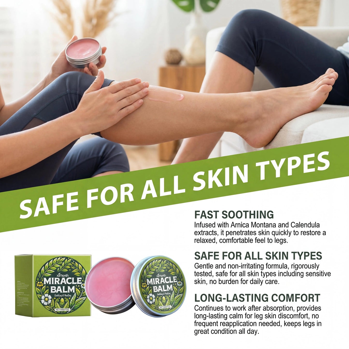 Ximonth Leg Care Balm Relieve Edema Leg Improve Blood Circulation Soothe Moisturize Nourishing Rough Skin Muscle Relief Massage Daub Cream