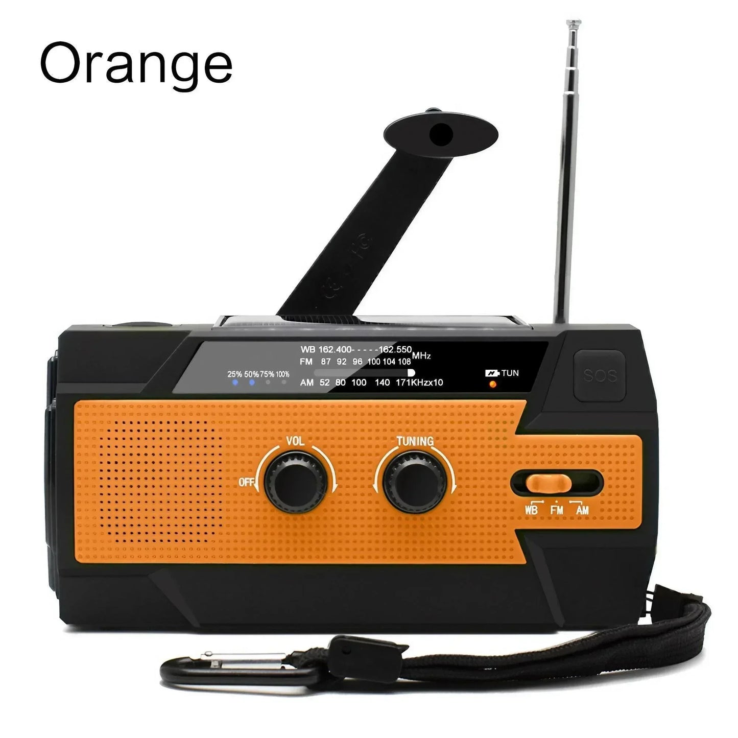 Weather Radio Emergency Multifunctional Radio FM AM WB Hand Crank Solar USB Charging 2000mAh Power Bank LED Flashlight Torch - Urbizia