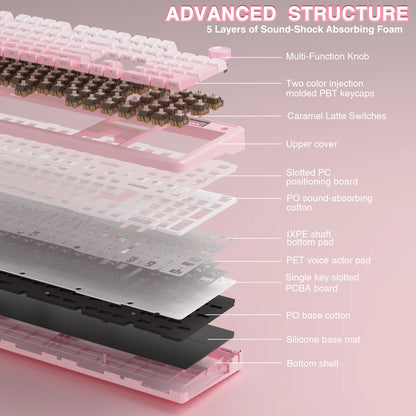 AULA F108 pro Wireless Bluetooth Keyboard Macro Gaming keyboard Gasket Hot-swap Full Size Keyboard with TFT Smart Display