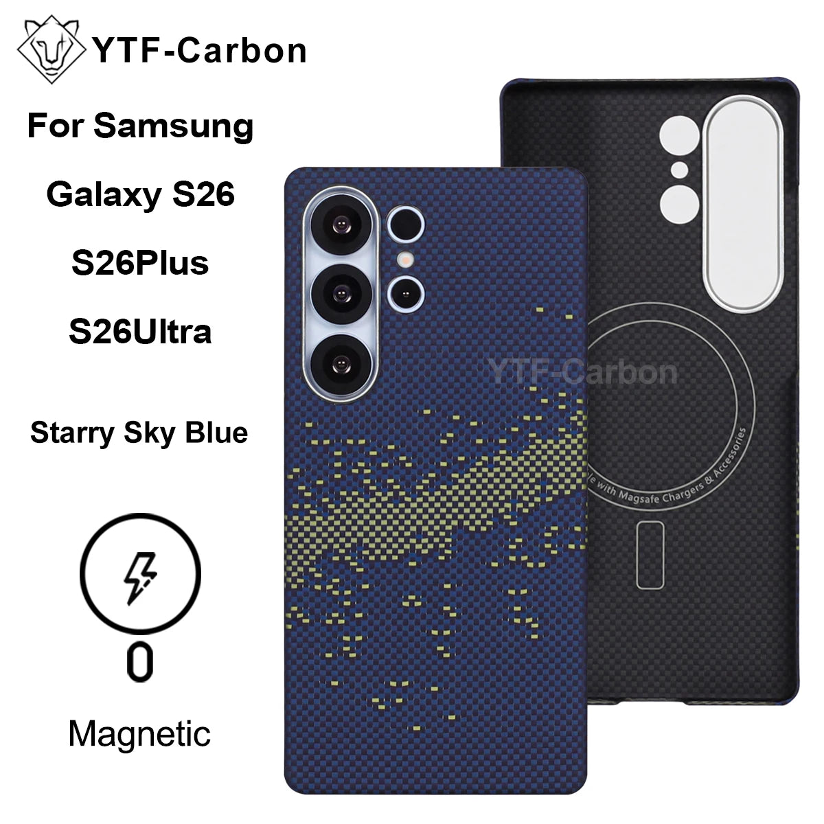YTF-Carbon Magnetic Case For Samsung S26Ultra Aramid Carbon Fiber Cover For Magsafe S26 S26Plus Cover Mobile Phone Accessories