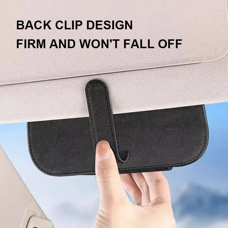 SEAMETAL Cowhide Sun Visor Glasses Holder Premium Leather Wear-Resistant Sunglasses Protective Box Auto Eyeglasses Storage Case - Urbizia